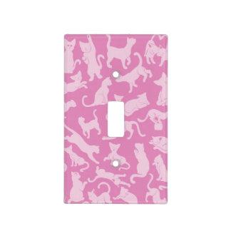 Pink Cat Pattern Light Switch Cover