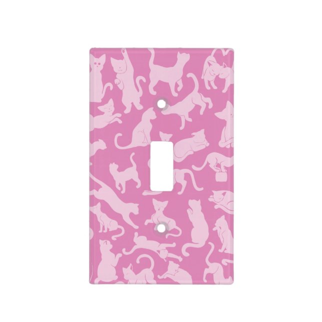 Pink Cat Pattern Light Switch Cover (Front)