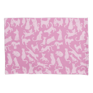 Pink Cat Pattern Pillow Case