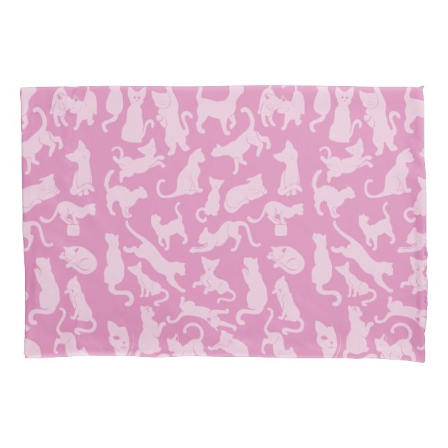 Pink Cat Pattern Pillow Case (Front)