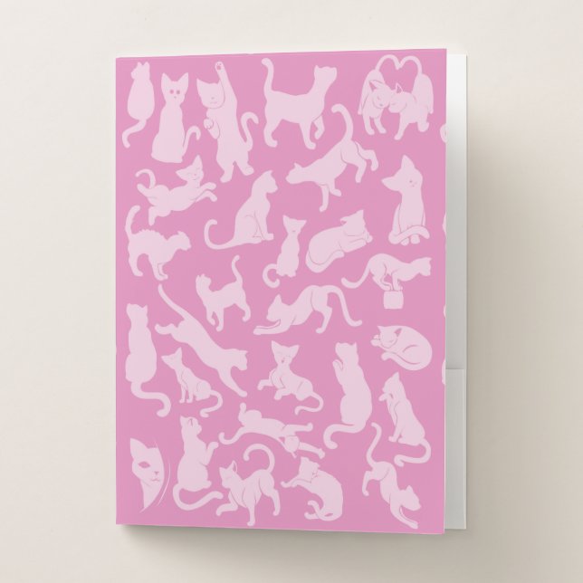 Pink Cat Pattern Pocket Folder (Front)