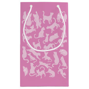 Pink Cat Pattern Small Gift Bag