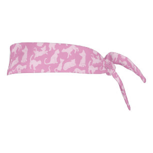 Pink Cat Pattern Tie Headband
