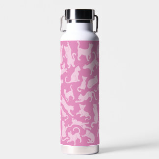 Pink Cat Pattern Water Bottle