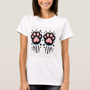 🐾 Pink Cat Paw Print T-Shirt Cute Pet Lover Tee