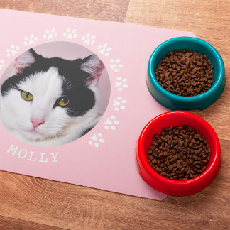 Pink Cat Paw Prints Frame Pet Photo Placemat