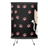 Pink Cat & Paws Black Tripod Lamp (Left)