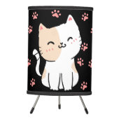 Pink Cat & Paws Black Tripod Lamp (Front)