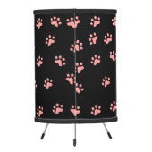 Pink Cat & Paws Black Tripod Lamp (Back)