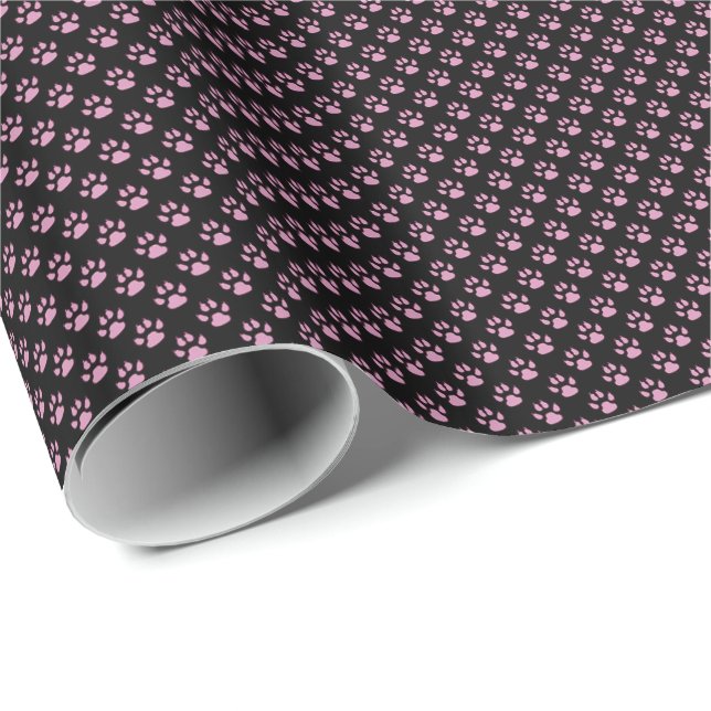 Pink Cat Paws Pattern Wrapping Paper (Roll Corner)
