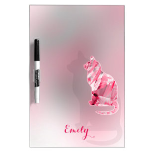 Pink Cat Personalized Dry-Erase Board