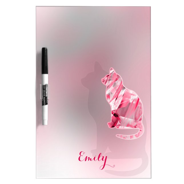 Pink Cat Personalized Dry-Erase Board (Front)