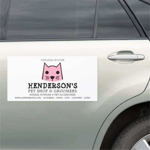 Pink Cat Pet Store  Groomers Advertising Car Magnet