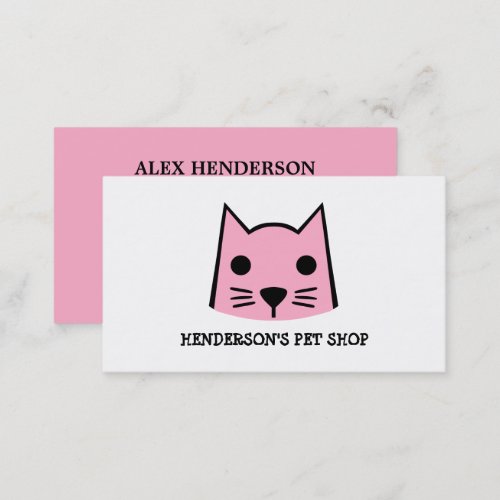 Pink Cat Pet Store  Groomers Business Card