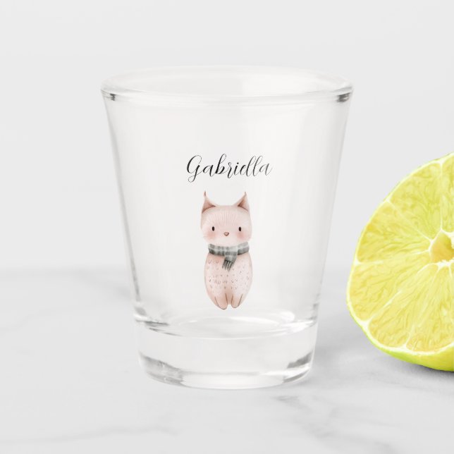 Pink Cat Shot Glass (Front)