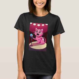 Pink Cat Singing  T-Shirt