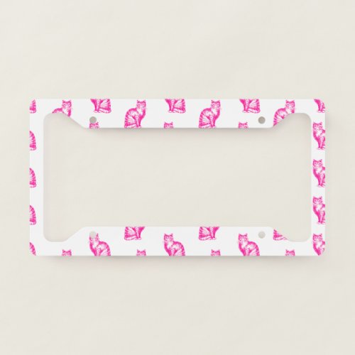 Pink Cat Sketch Painting Lovers Artist Painter License Plate Frame