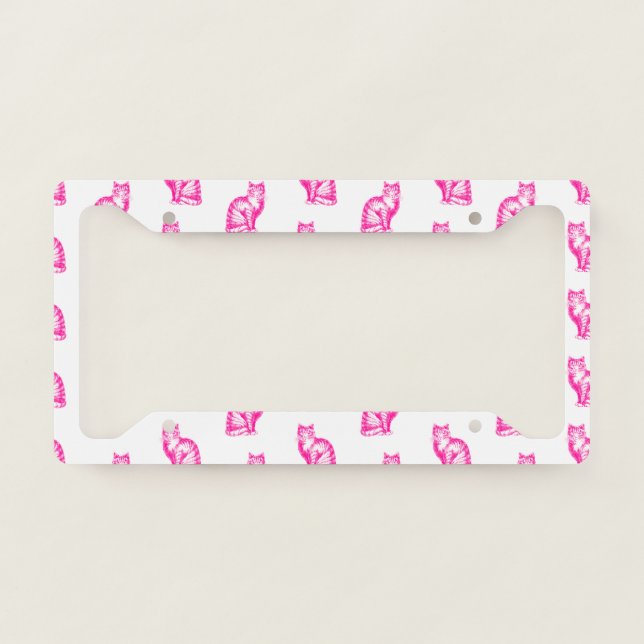 Pink Cat Sketch Painting Lovers Artist Painter License Plate Frame (Front)