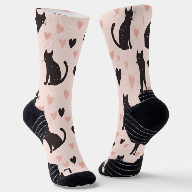  Pink Cat Socks Soft Pink (Angled)