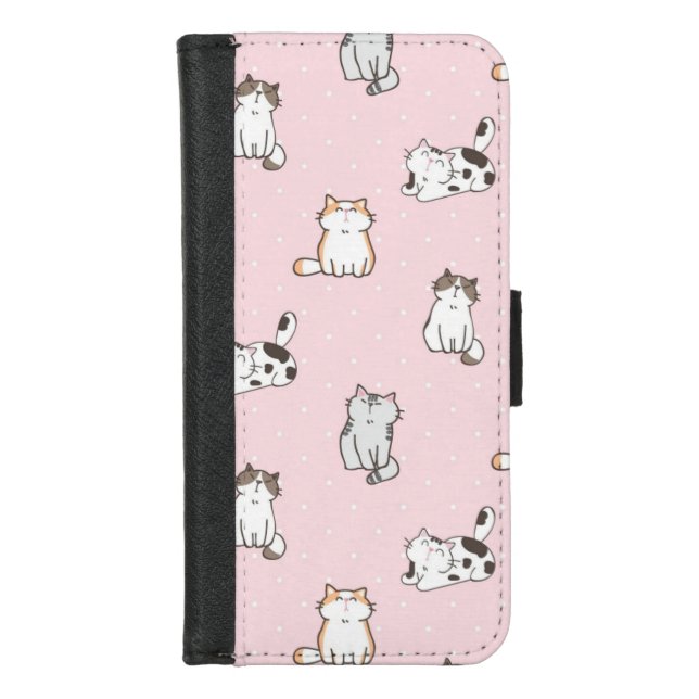 Pink Cat Wallet Phone Case (Front)