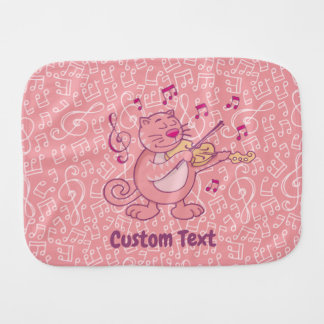 Pink Cat with Violin Burp Cloth