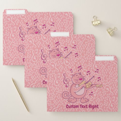 Pink Cat with Violin File Folder