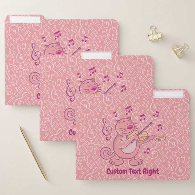 Pink Cat with Violin File Folder (Set)