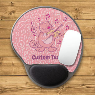 Pink Cat with Violin Gel Mouse Pad