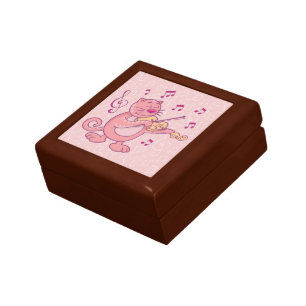Pink Cat with Violin Gift Box