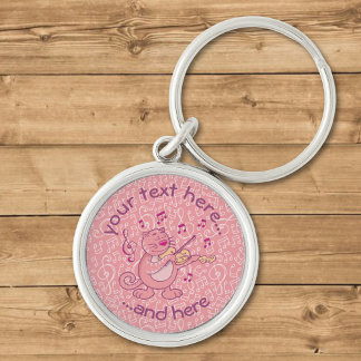 Pink Cat with Violin Keychain