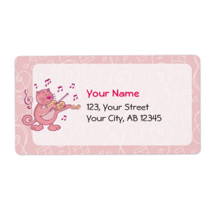 Pink Cat with Violin Label