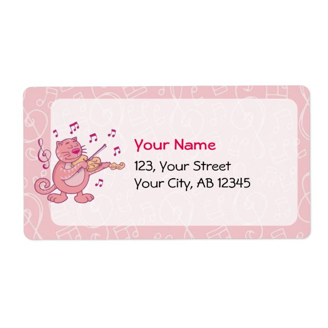 Pink Cat with Violin Label (Front)