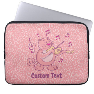 Pink Cat with Violin Laptop Sleeve
