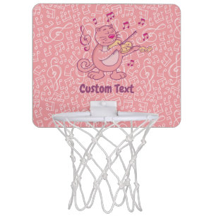 Pink Cat with Violin Mini Basketball Hoop