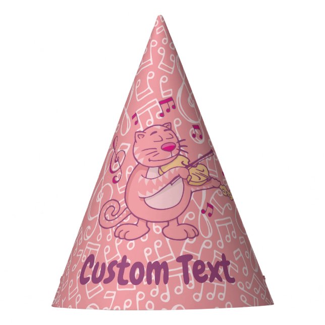 Pink Cat with Violin Party Hat (Front)