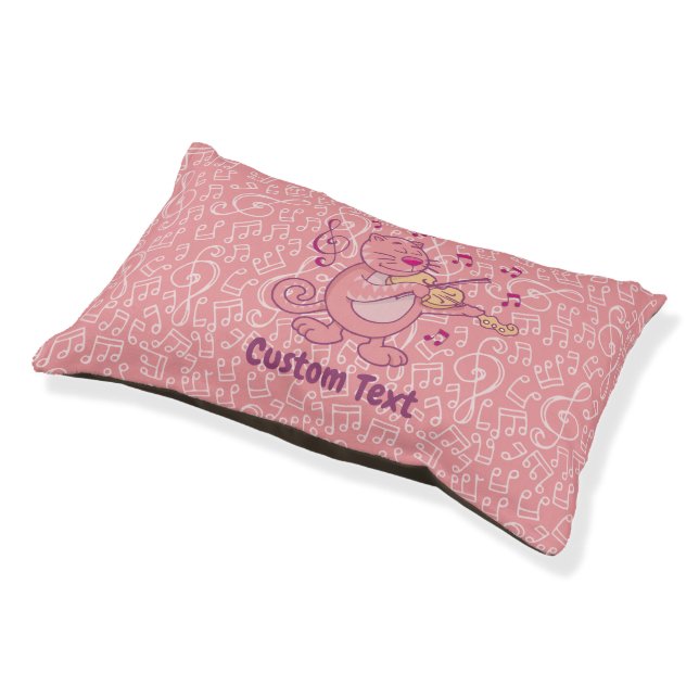Pink Cat with Violin Pet Bed (Angled)