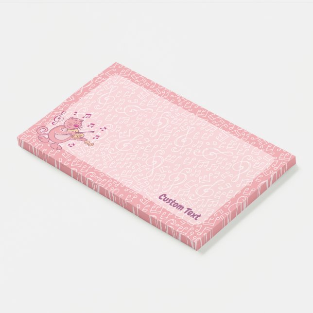 Pink Cat with Violin Post-it Notes (Angled)