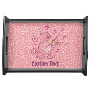 Pink Cat with Violin Serving Tray