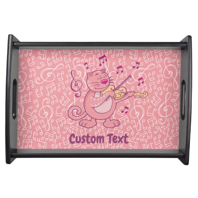 Pink Cat with Violin Serving Tray (Front)