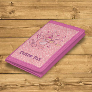 Pink Cat with Violin Tri-fold Wallet