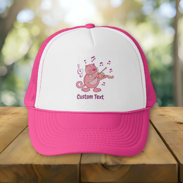 Pink Cat with Violin Trucker Hat (Creator Uploaded)
