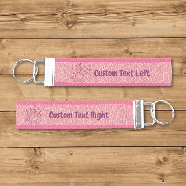 Pink Cat with Violin Wrist Keychain (Creator Uploaded)