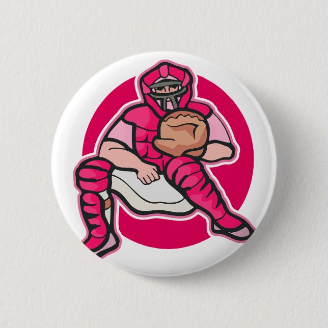 Pink Catcher Pinback Button (Front)