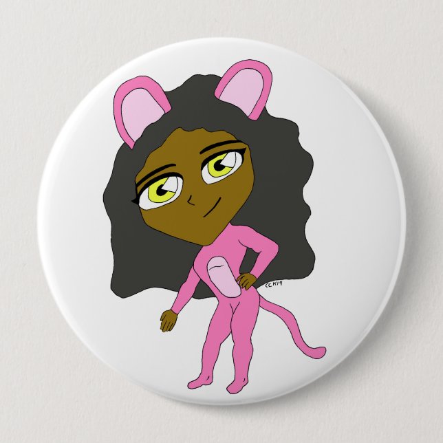 pink catgirl     button (Front)