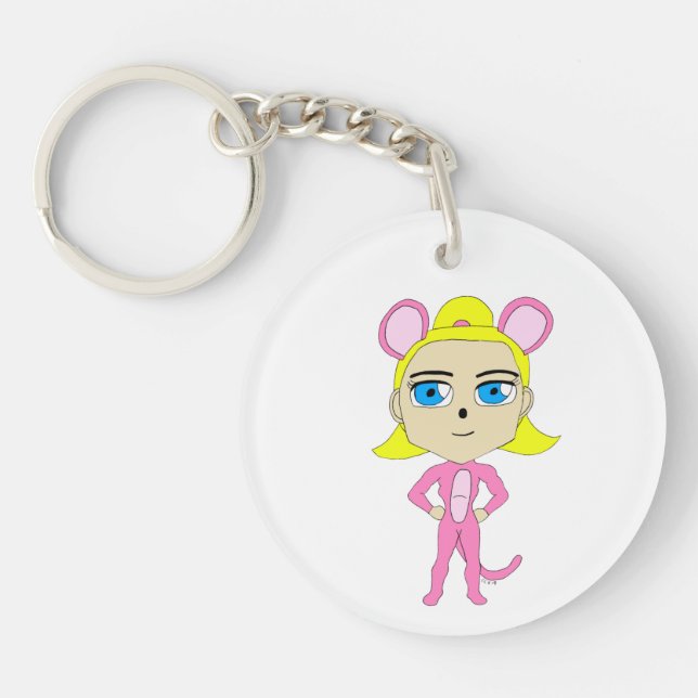 pink catgirl    keychain (Front)