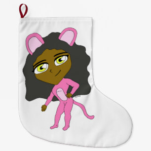 pink catgirl large christmas stocking