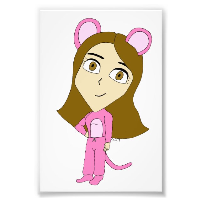 pink catgirl     photo print (Front)