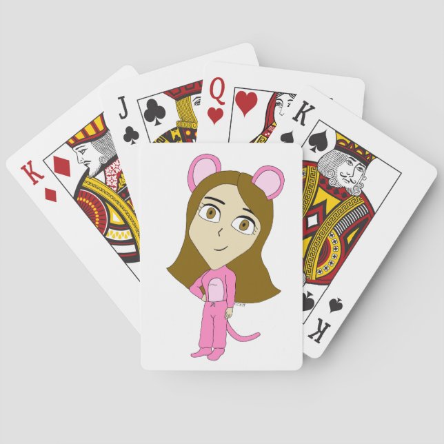 pink catgirl     poker cards (Back)