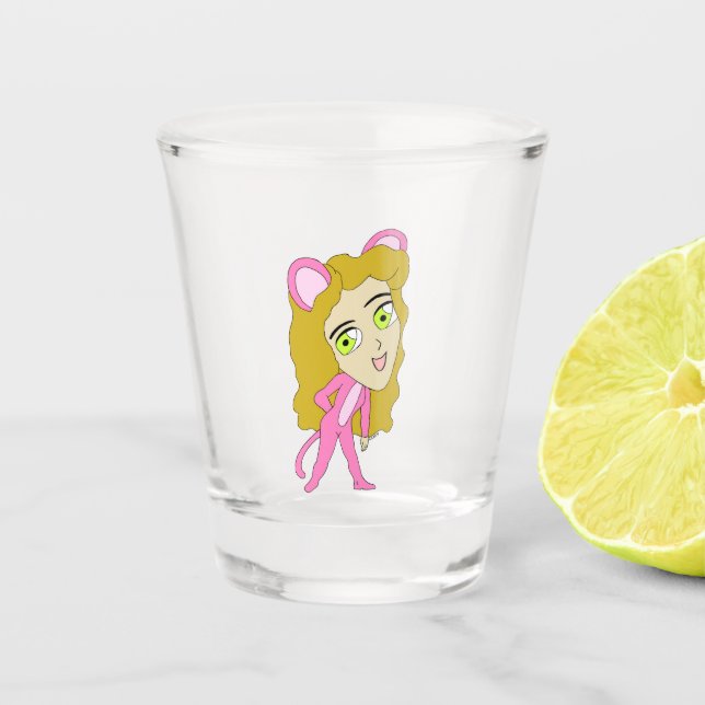pink catgirl    shot glass (Front)