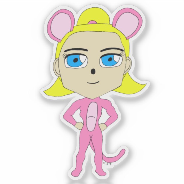 pink catgirl   sticker (Front)